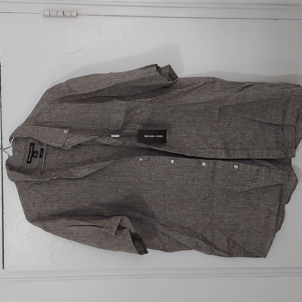 Michael Kors Grey Linen short sleeve shirt